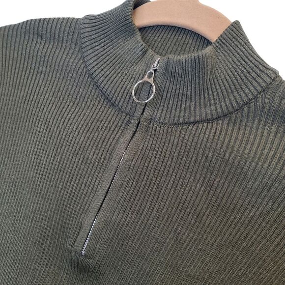 NWT Fashion Women's Quarter Zip Pullover Turtleneck Dark Green Sweater S - Picture 4 of 13